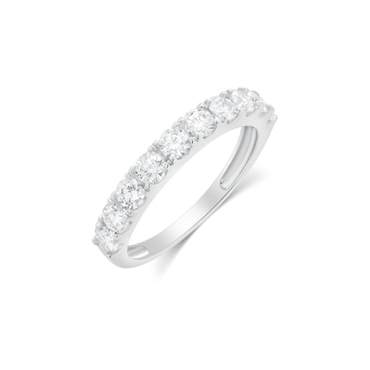 Rhodium Plated 925 Sterling Silver Round Cut Moissanite Half Eternity 3mm Ring - MTGR00030