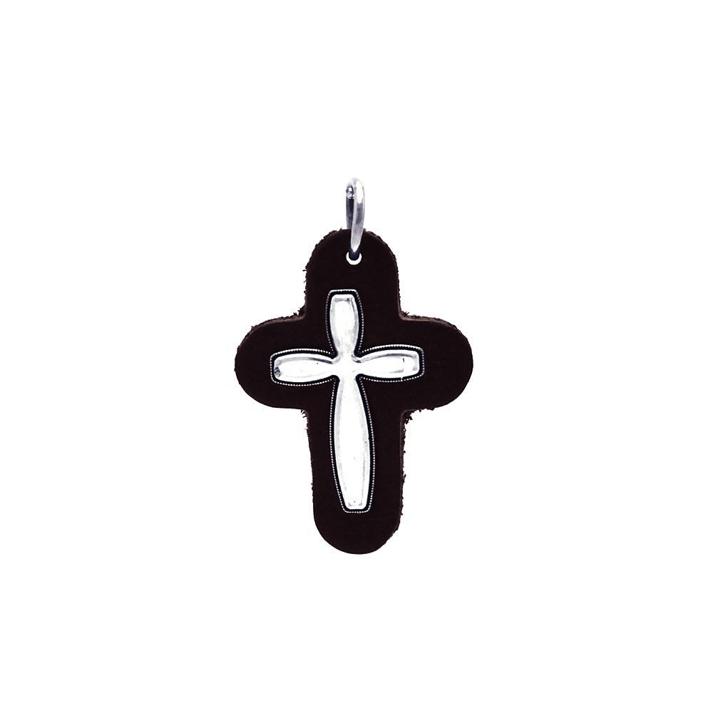 Silver 925 Oxidized Leather Cross Pendant - OXP00007 | Silver Palace Inc.