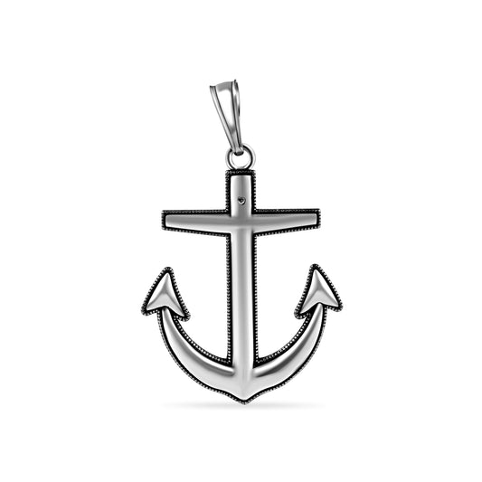 Oxidized 925 Sterling Silver Anchor Pendant - OXP00018