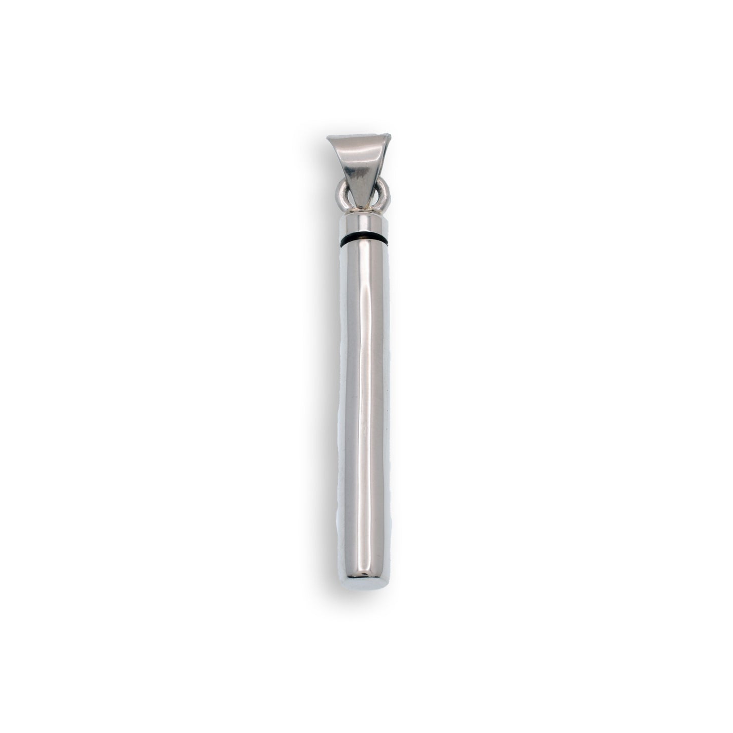 High Polished 925 Sterling Silver Cylinder Memorial Screw Top Bail Pendant - OXP00071