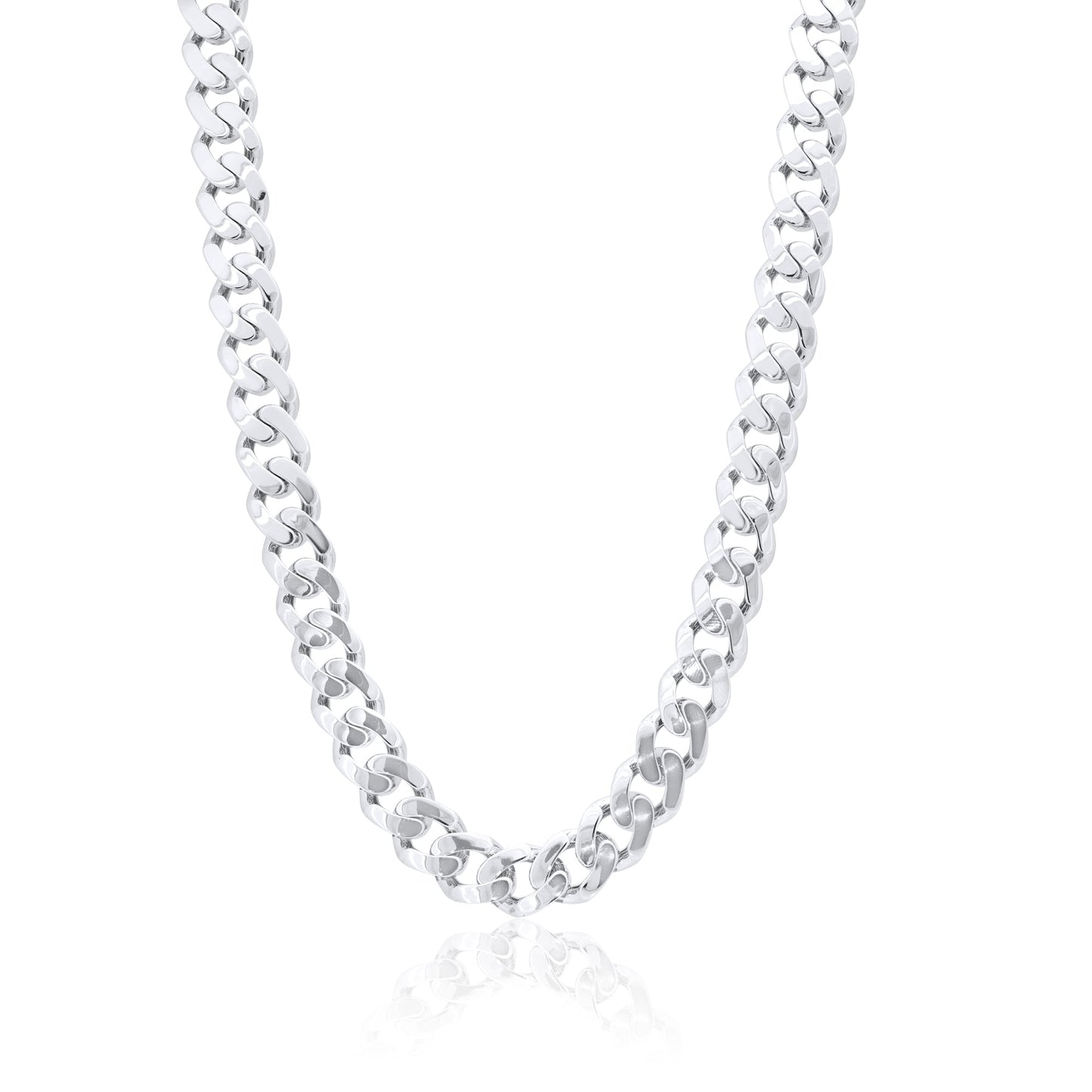 Rhodium Plated 925 Sterling Silver Miami Curb Link 10.5mm Chain - GMN00241