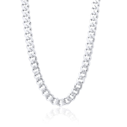 Rhodium Plated 925 Sterling Silver Miami Curb Link 10.5mm Chain - GMN00241