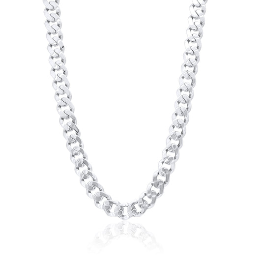 Rhodium Plated 925 Sterling Silver Miami Curb Link 10.5mm Chain - GMN00241