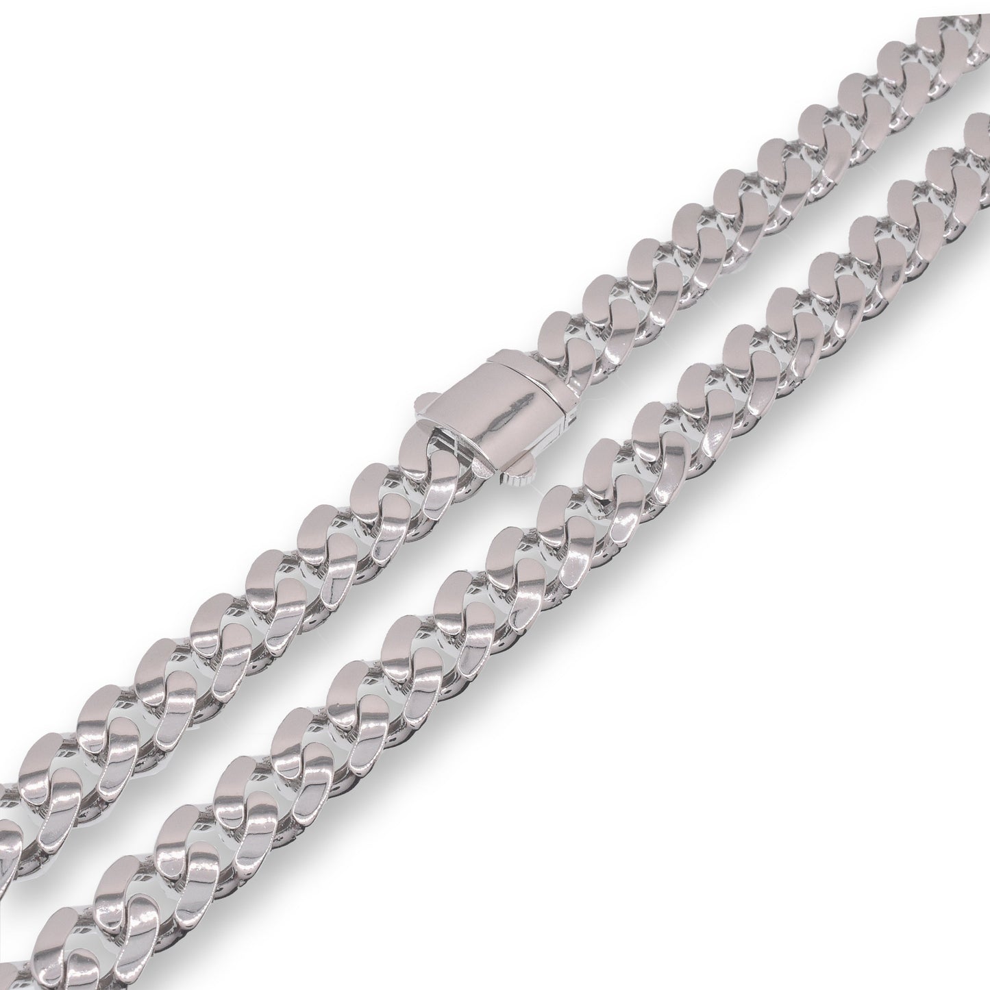 Rhodium Plated 925 Sterling Silver Miami Curb Link 10.5mm Chain - GMN00241