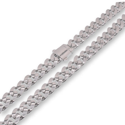 Rhodium Plated 925 Sterling Silver Miami Curb Link 10.5mm Chain - GMN00241
