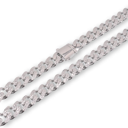 Rhodium Plated 925 Sterling Silver Diamond Cut Miami Curb Link 10.5mm Chain - PAN00246