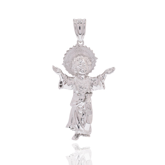Rhodium Plated 925 Sterling Silver Saint Jude 18.5mm x 31.5mm Pendant - PAP00196