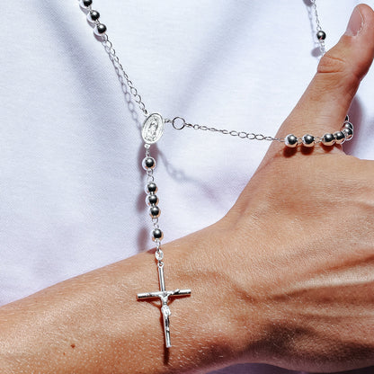 High Polished 925 Sterling Silver Rosary 6mm - RJP00008