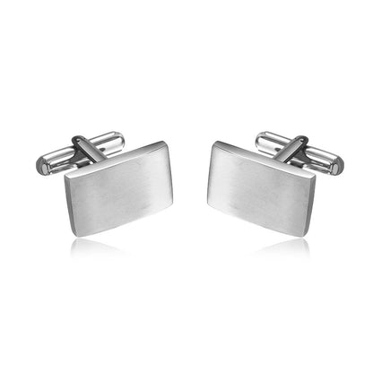 Brushed Finished Stainless Steel 12mm x 19mm Bullet Back Cufflink - SCU000013
