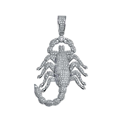 Rhodium Plated 925 Sterling Silver Scorpion Hip Hop Pendant - SLP00030 | Silver Palace Inc.