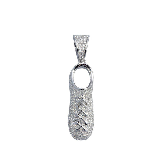 Rhodium Plated 925 Sterling Silver Sneaker Shoe Hip Hop Pendant - SLP00036 | Silver Palace Inc.