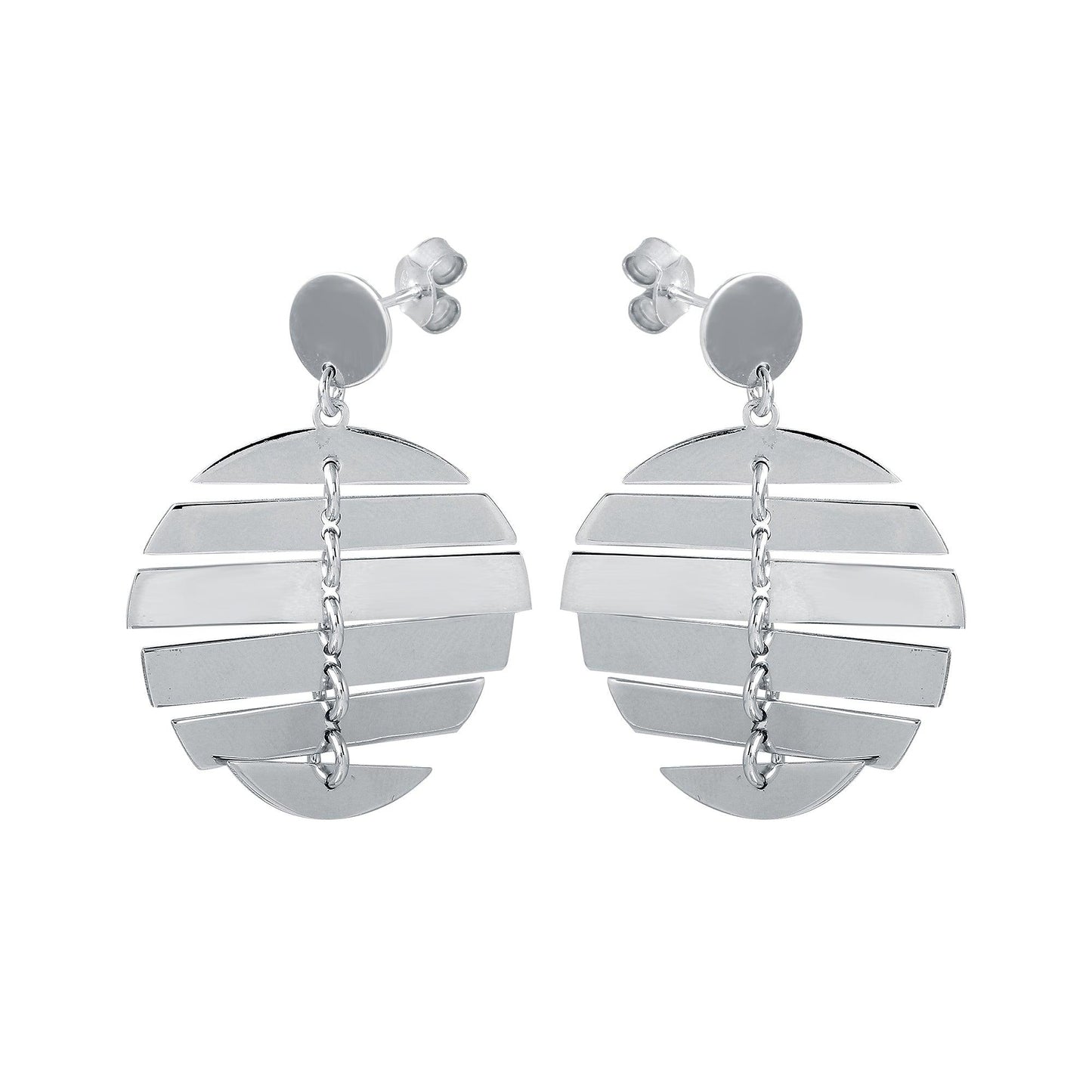 Silver 925 Rhodium Dangling Flexible Disc Earrings - SOE00029 | Silver Palace Inc.