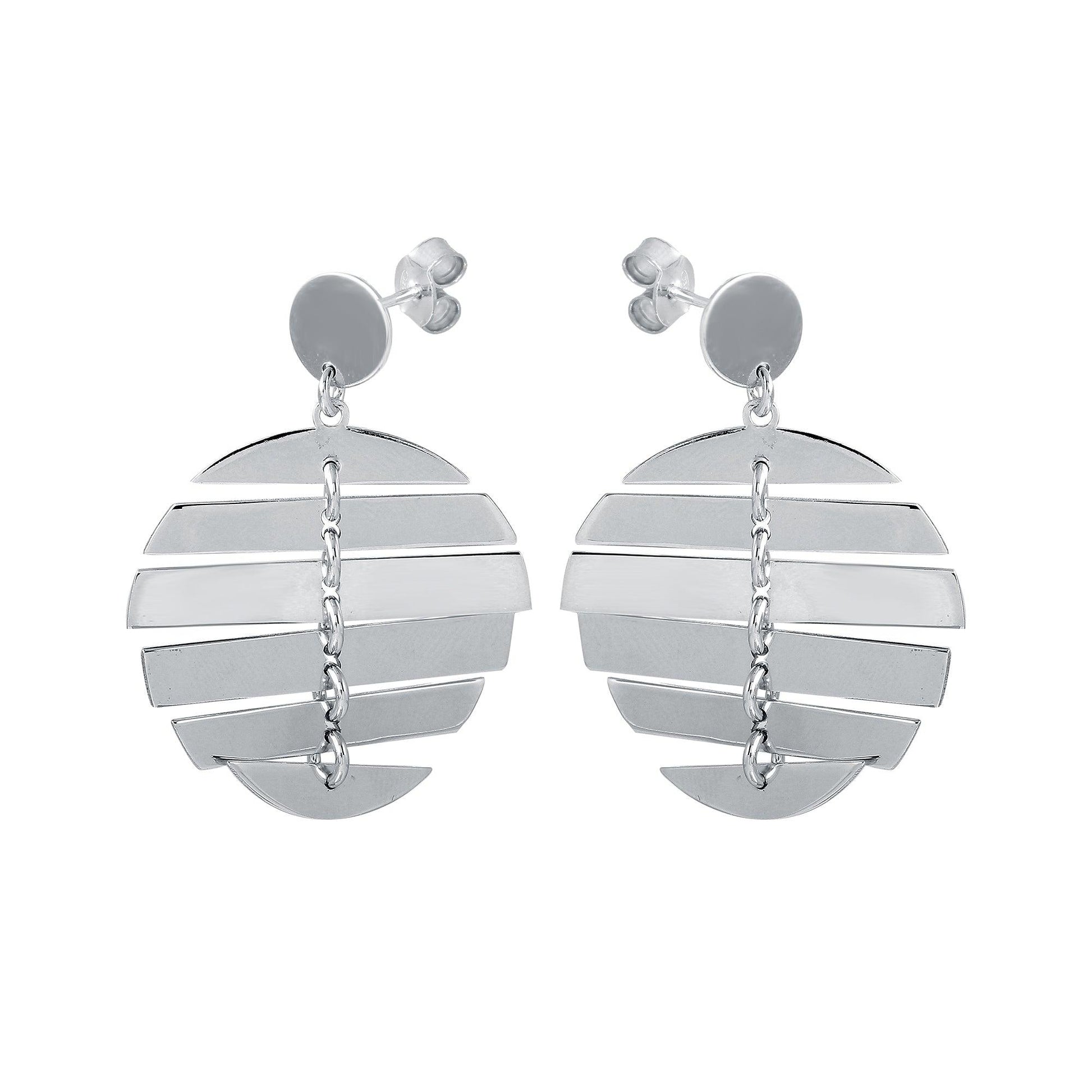 Silver 925 Rhodium Dangling Flexible Disc Earrings - SOE00029 | Silver Palace Inc.