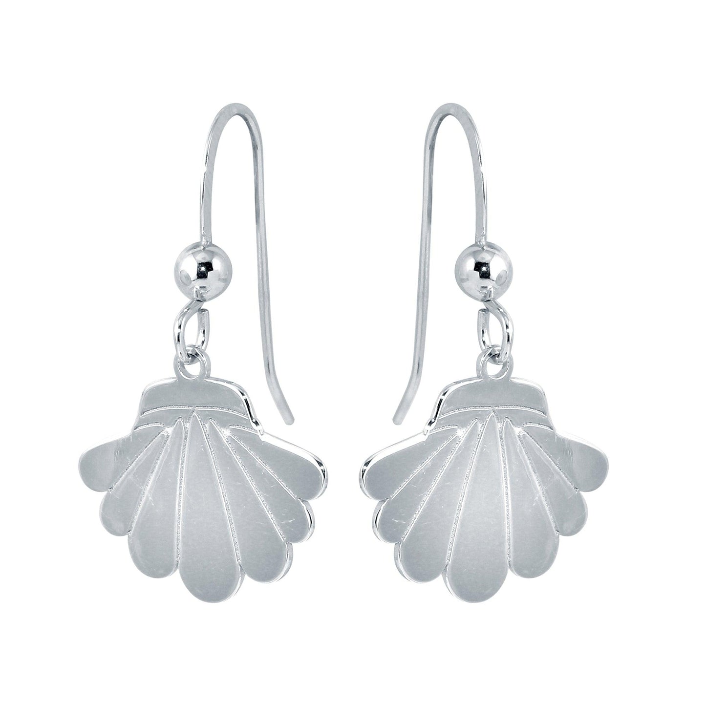 Silver 925 Rhodium Dangling Shell Earrings - SOE00037 | Silver Palace Inc.