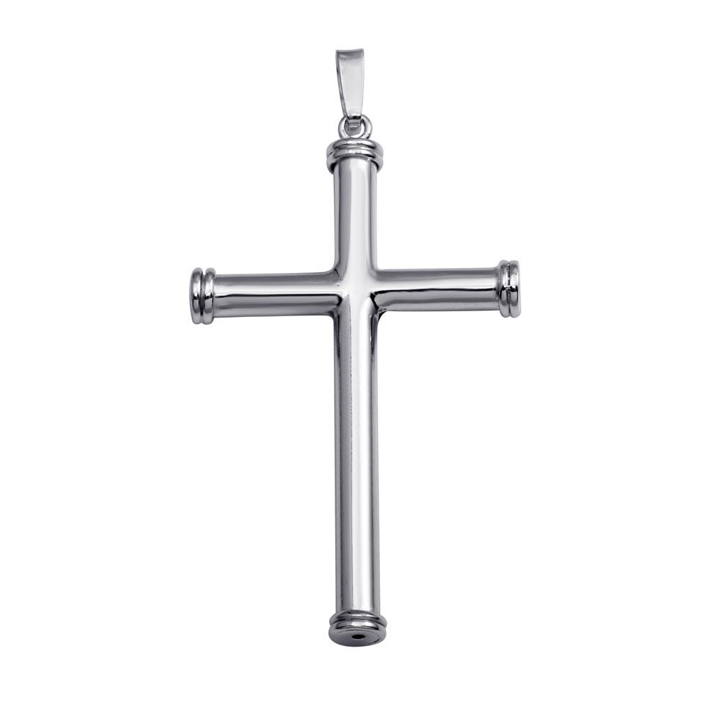 Silver 925 Rhodium Plated Large Cross Pendant - SOP00074 | Silver Palace Inc.
