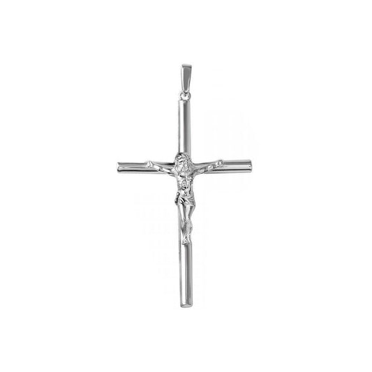 Silver 925 Cylinder High Polished Cross Pendant - SOP00108 | Silver Palace Inc.