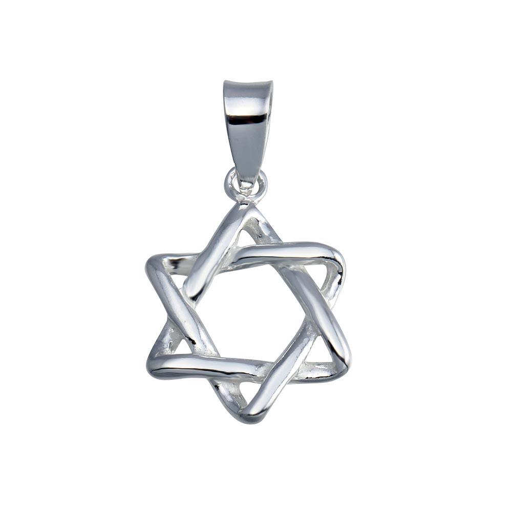 Silver 925 Silver Finish High Polished Star of David Charm - SOP00132 | Silver Palace Inc.