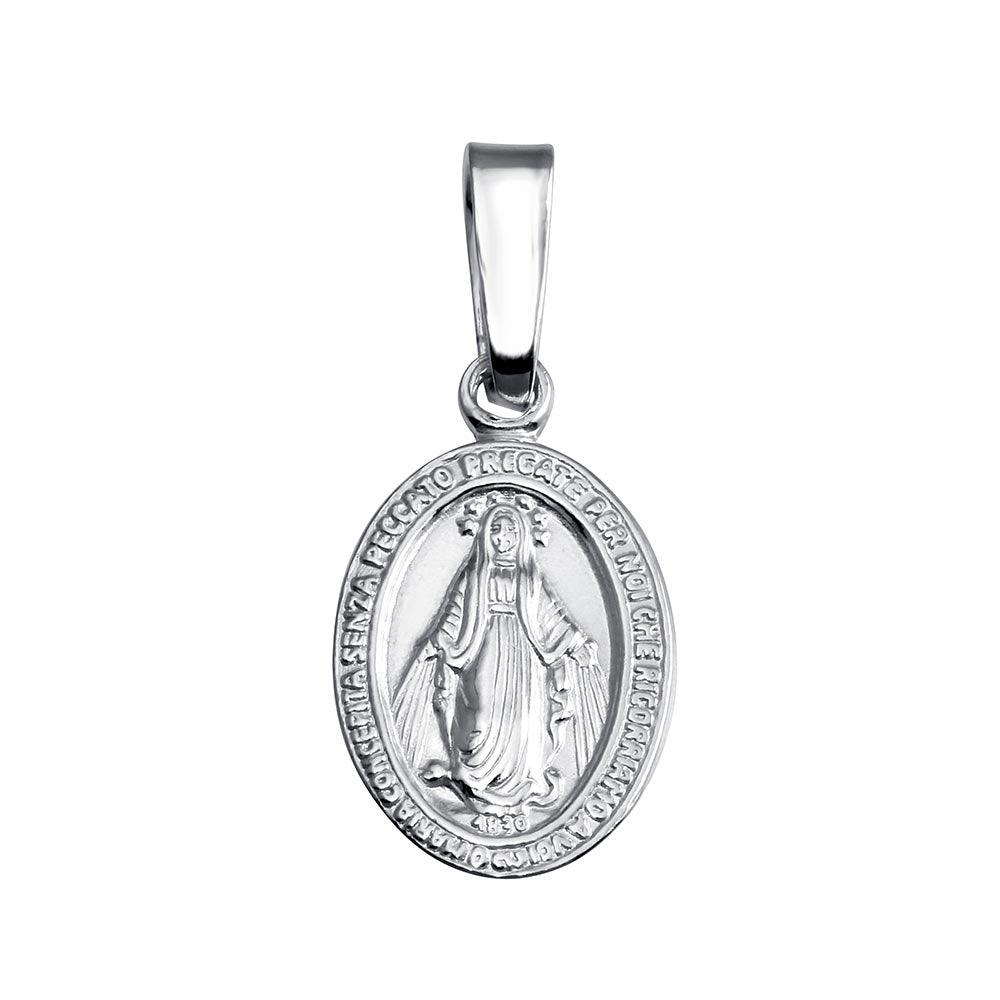 Silver 925 Silver Finish High Polished Mary Medallion Small Charm - SOP00135 | Silver Palace Inc.