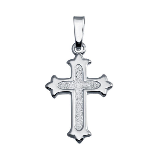 Silver 925 Silver Finish High Polished Floury Cross Pendant - SOP00140 | Silver Palace Inc.