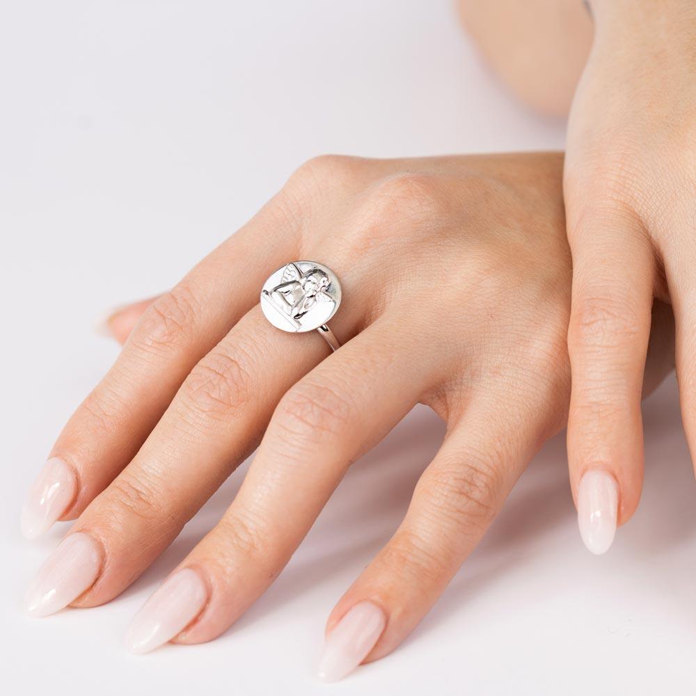 High Polished 925 Sterling Silver Disc Angel Design Ring - SOR00030