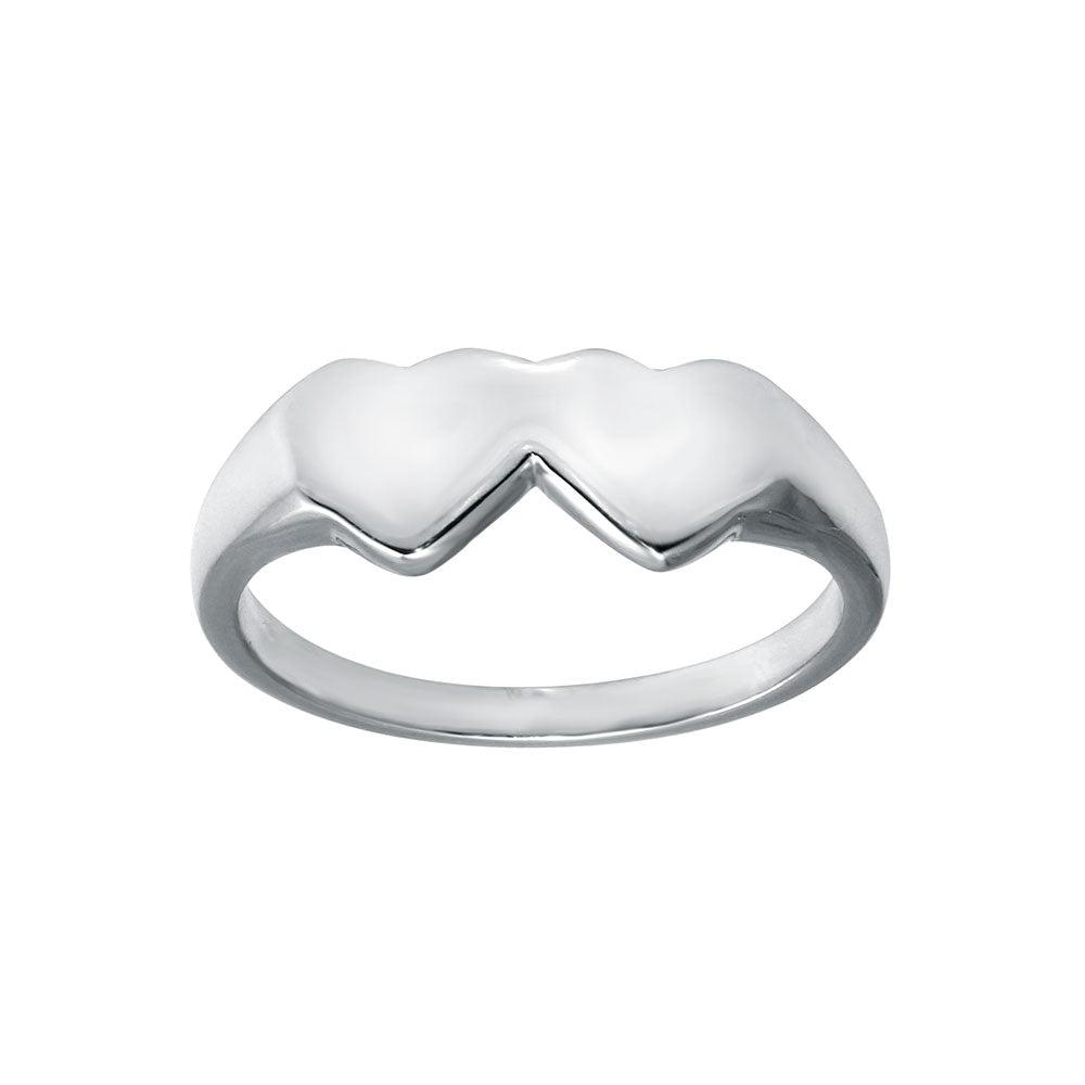 Rhodium Plated 925 Sterling Silver Double Heart Ring - SOR00036 | Silver Palace Inc.