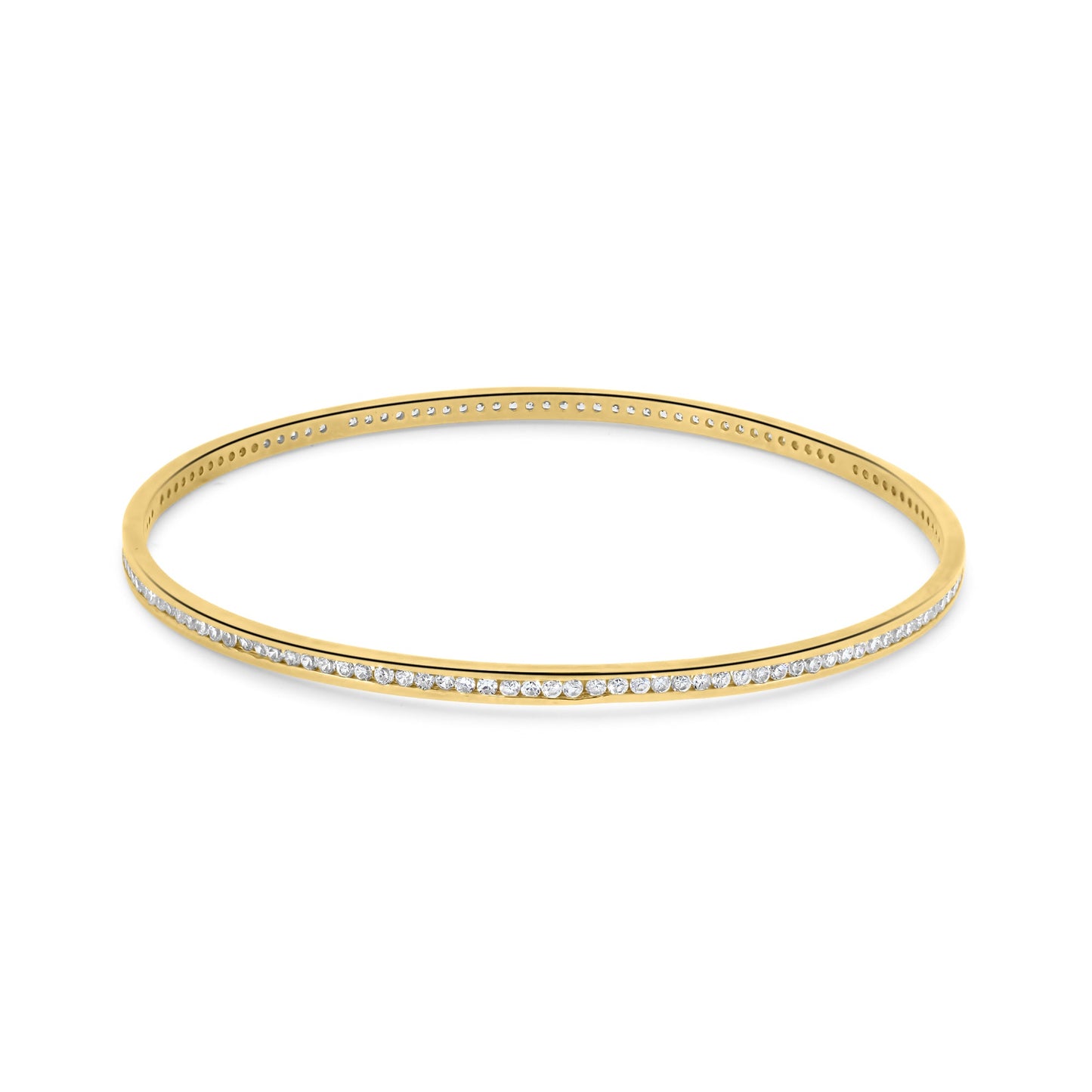Gold Plated 925 Sterling Silver Clear CZ 2.8mm Bangle Bracelet - SPB00020GP
