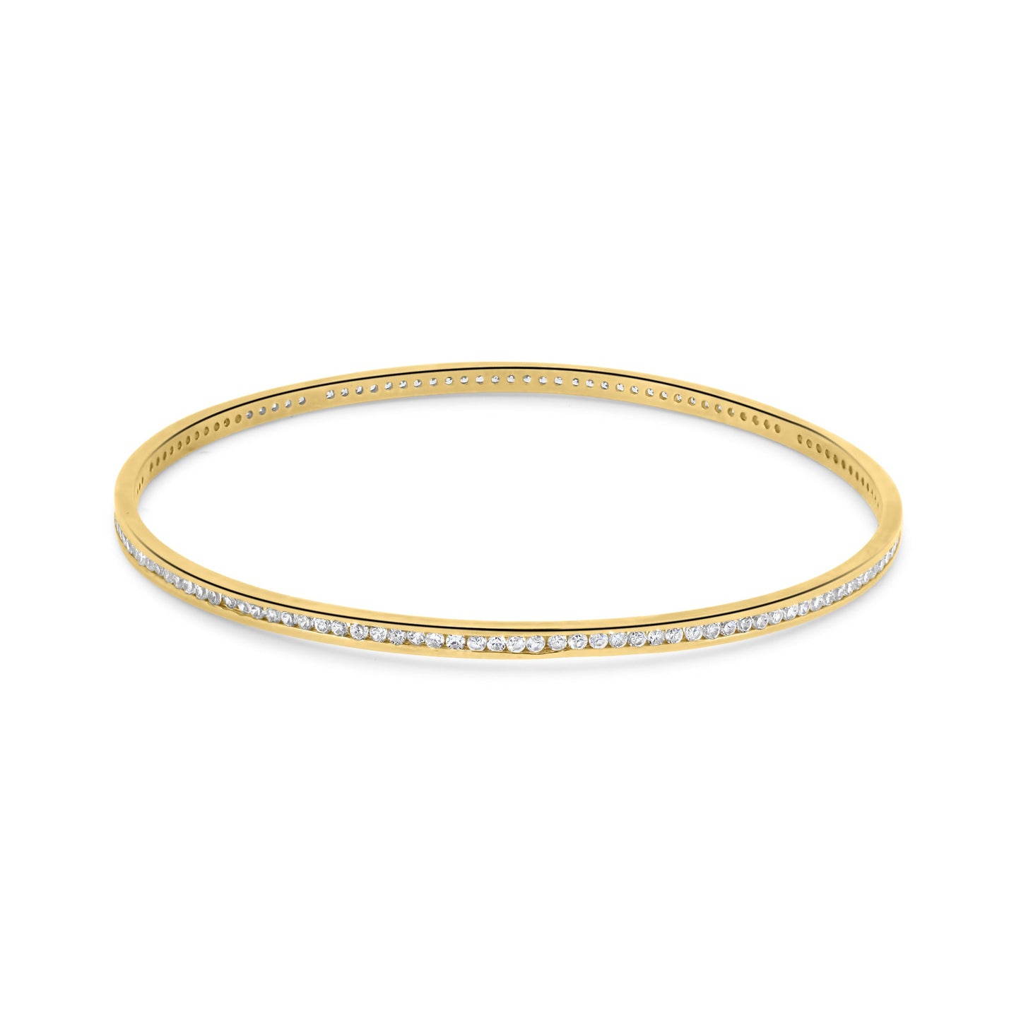 Gold Plated 925 Sterling Silver Clear CZ 2.8mm Bangle Bracelet - SPB00020GP