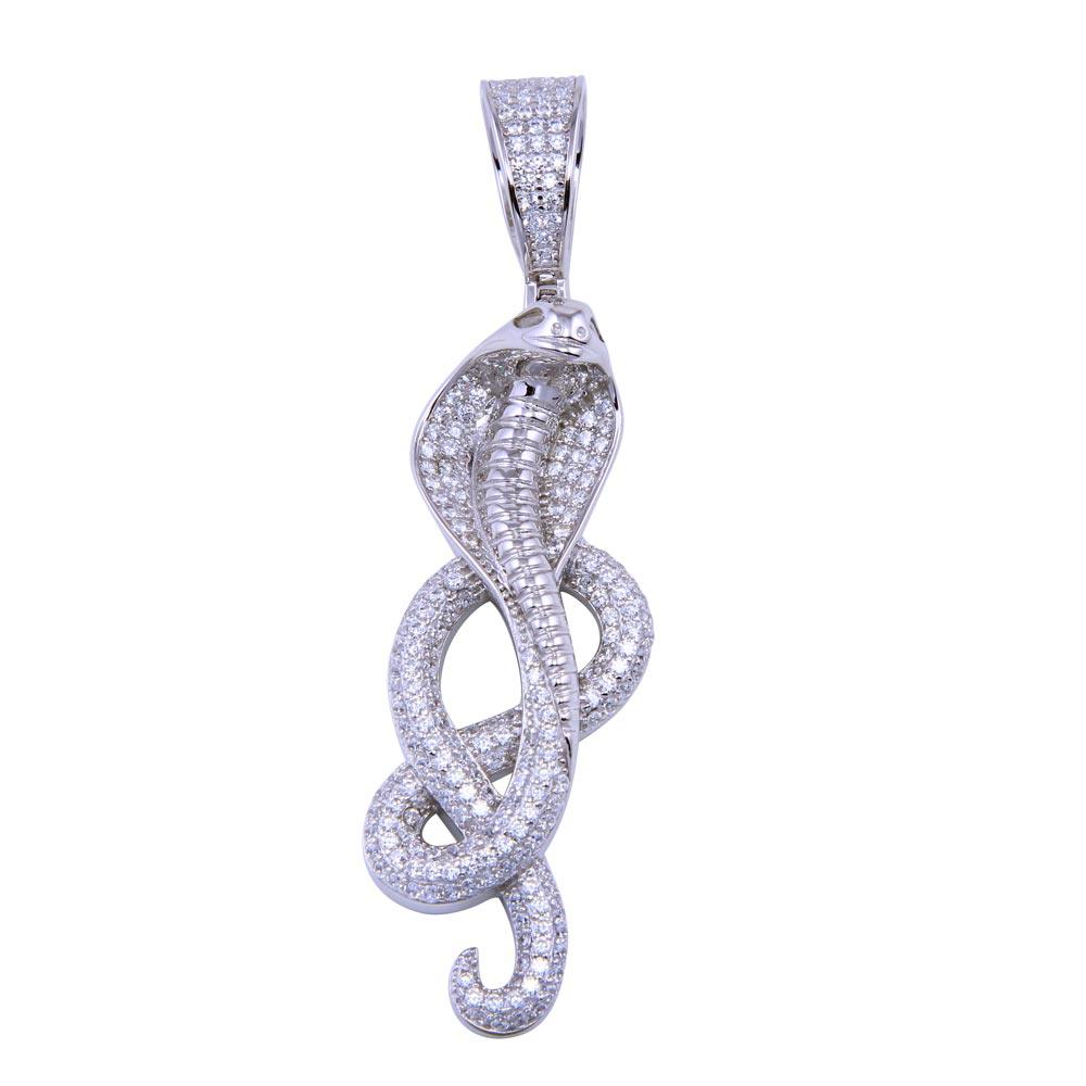 Rhodium Plated 925 Sterling Silver CZ Cobra Pendant - SLP00301 | Silver Palace Inc.