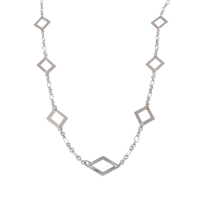 High Polish 925 Sterling Silver Diamond Inlay Link Necklace- SPN00022