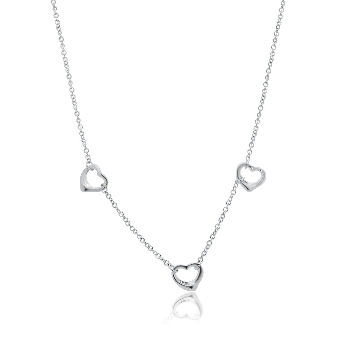 Rhodium Plated 925 Sterling Silver Multi Heart Necklace - SPN00027