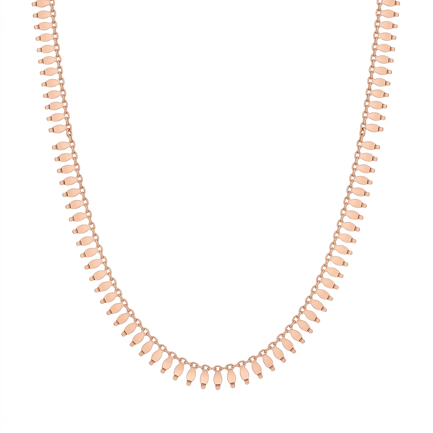 Rose Gold Plated 925 Sterling Silver Dainty Italian Frill Necklace - SPN00042RGP