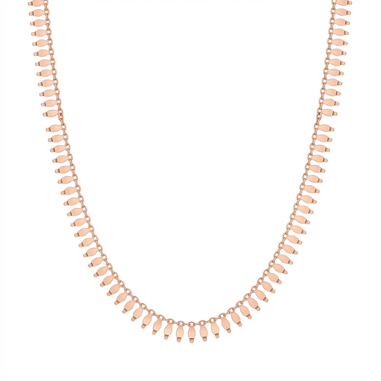 Rose Gold Plated 925 Sterling Silver Dainty Italian Frill Necklace - SPN00042RGP