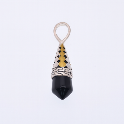 Clearance-Sterling Silver Two Tone Onyx Pendulum Pendant - SPP00049