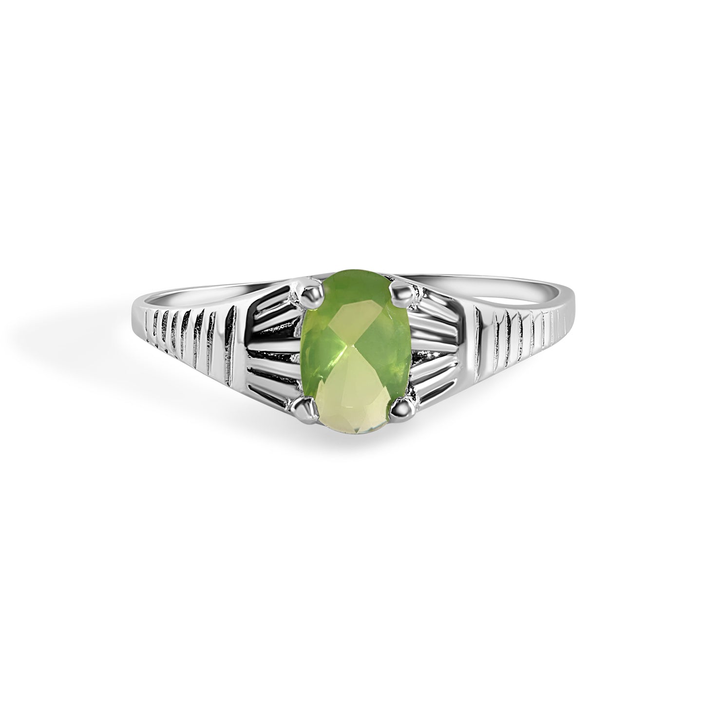 Rhodium Plated 925 Sterling Silverr Rigid Birthstone Ring- SPR00005