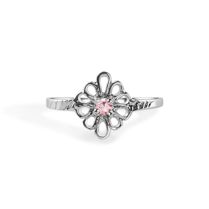 Rhodium Plated 925 Sterling Silverr Filigree Birthstone Ring- SPR00008