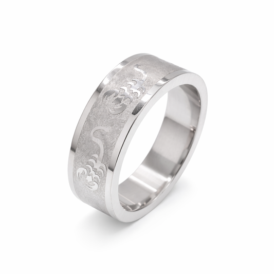 Rhodium Plated Stainless Steel Brushed Scorpion Men's Ring- SRB0029