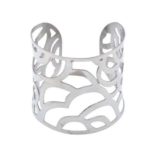 Stainless Steel Wave Cutout Cuff Bracelet - SSB00005