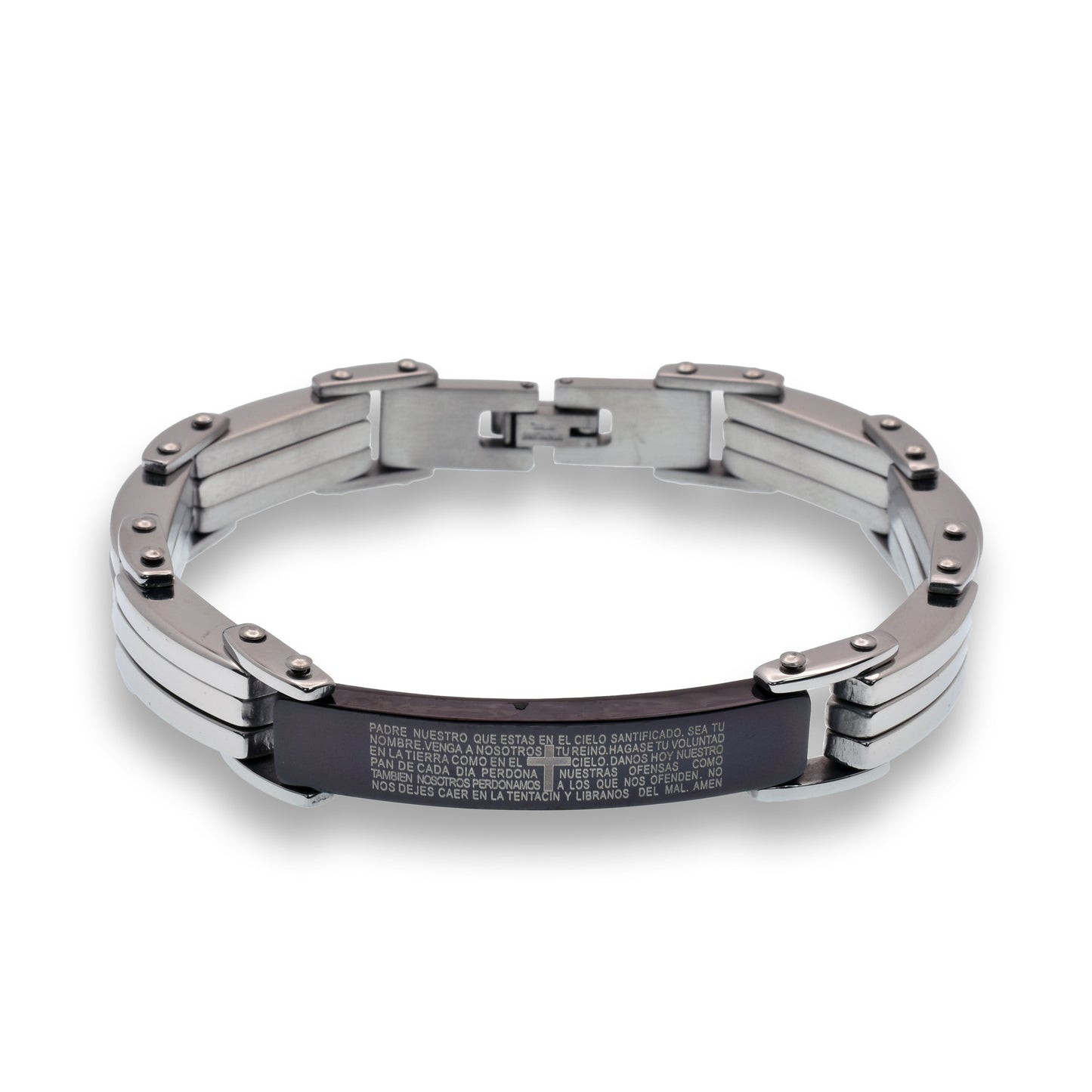 Rhodium Plated Stainless Steel Multi Link Prayer Bracelet - SSB00237
