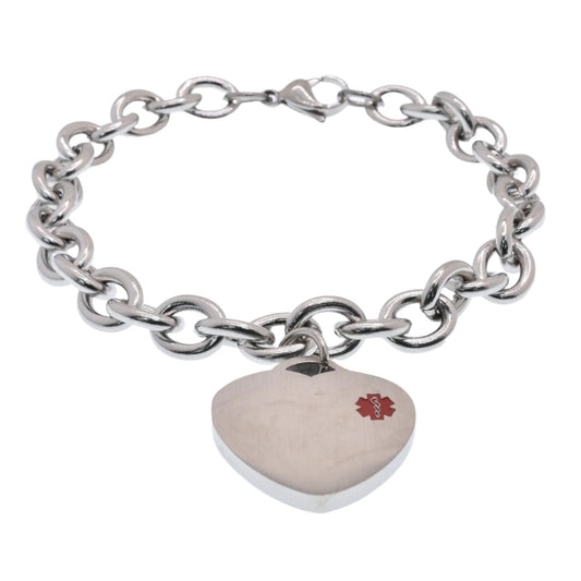 Stainless Steel Medical ID Heart 8.7mm Bracelet - SSB00250