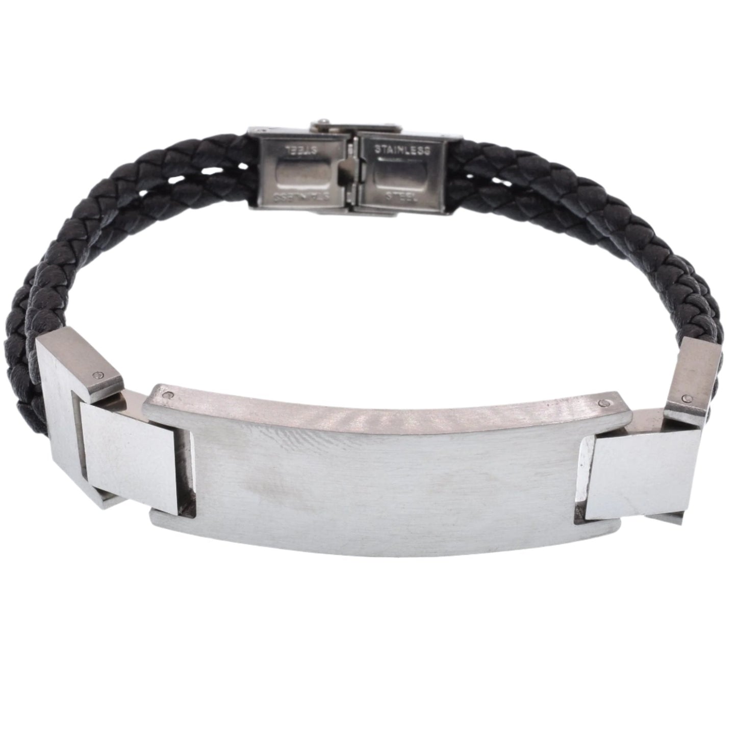 Stainless Steel Synthetic Leather Rectangular 14.8mm Bracelet - SSB00251