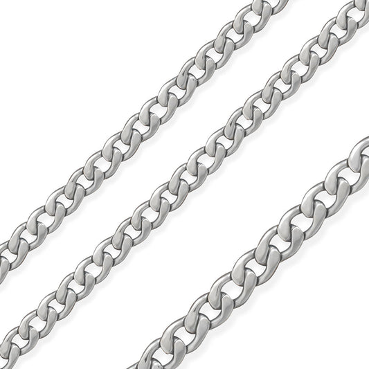 Rhodium Plated Stainless Steel 6.5 MM Curb Link Chain Necklace - SSC065