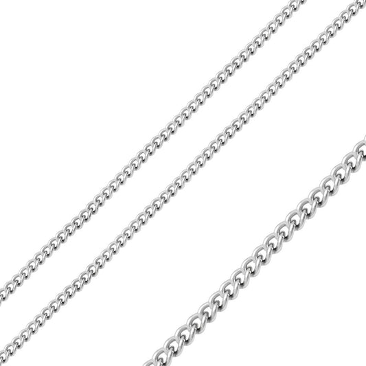 Rhodium Plated Stainless Steel 4.5 MM Curb Link Chain Necklace - SSC081