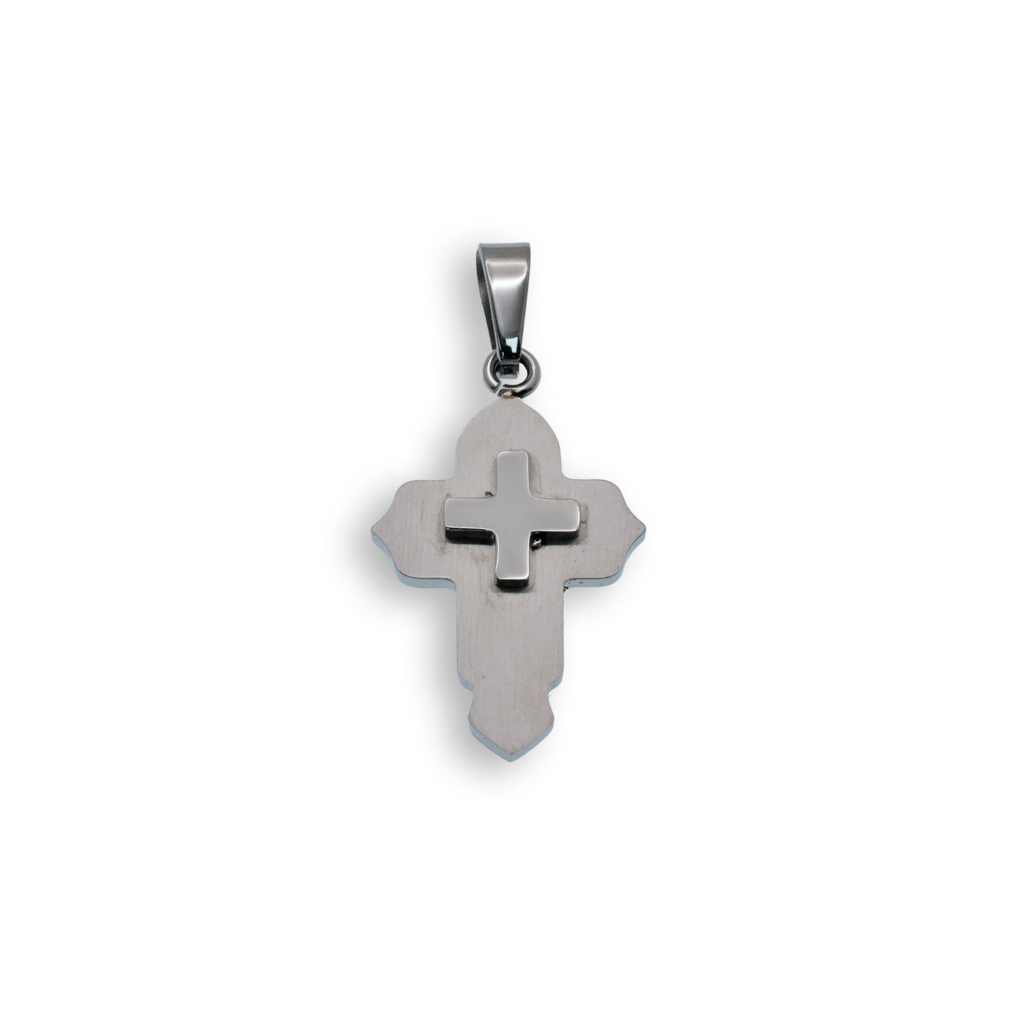 Rhodium Plated Stainless Steel Small Cross Pendant - SSP00016