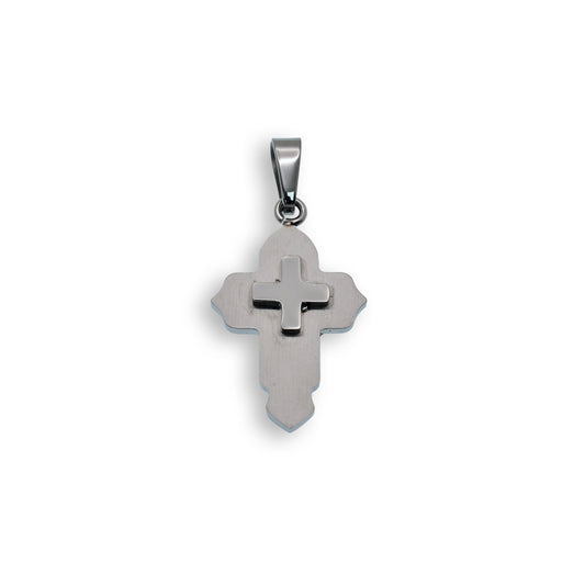 Rhodium Plated Stainless Steel Small Cross Pendant - SSP00016