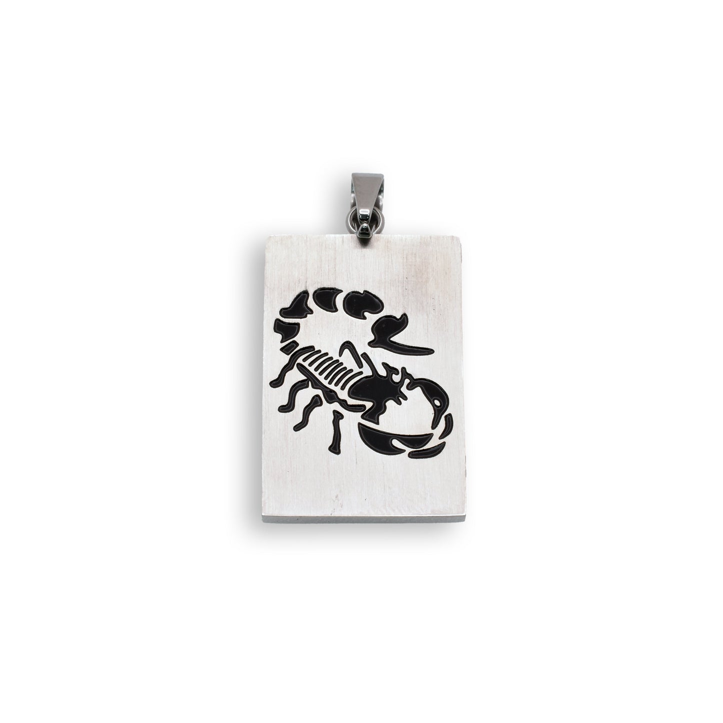 Rhodium Plated Stainless Steel Scorpion Rectangle Pendant- SSP00023
