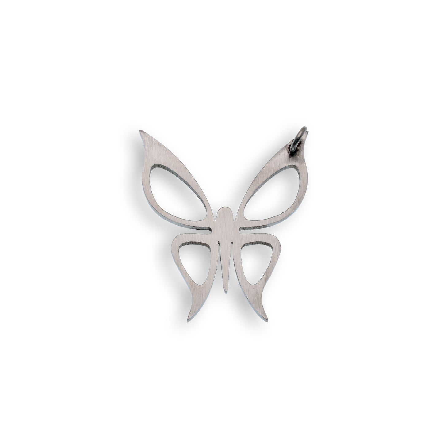 Rhodium Plated Stainless Steel Butterfly Pendant - SSP00035