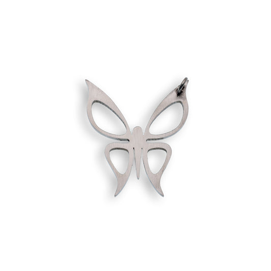 Rhodium Plated Stainless Steel Butterfly Pendant - SSP00035