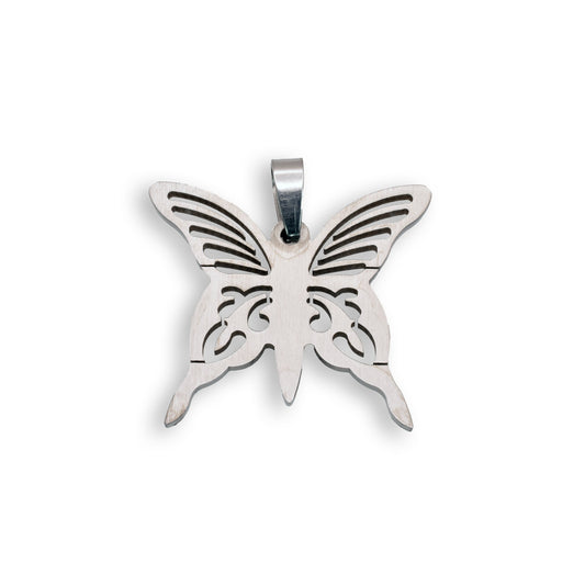 Rhodium Plated Stainless Steel ButterflyPendant - SSP00044