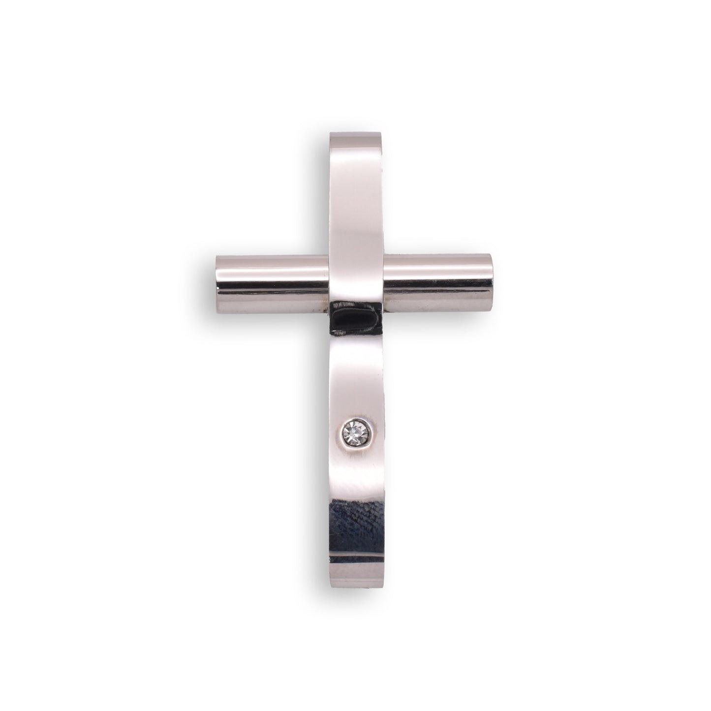 Rhodium Plated Stainless Steel CZ Cross Pendant - SSP00065