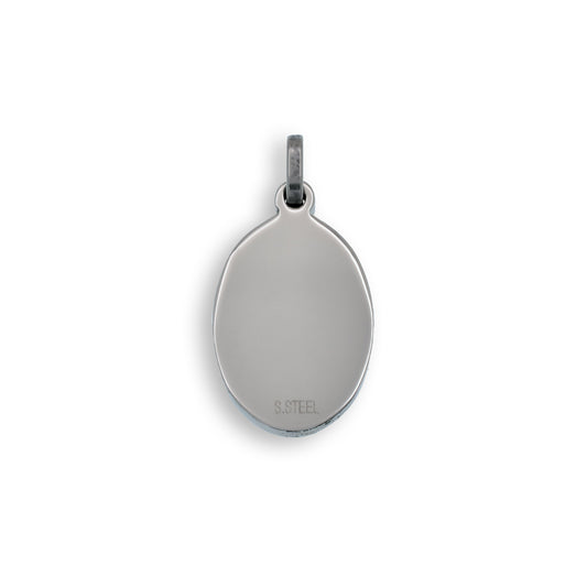 Rhodium Plated Stainless Steel High Polish Oval Pendant - SSP00074